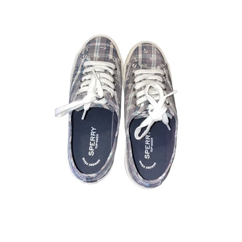 Sperry Women's Top-Sider Pier View Anchor Gray Plaid Size 7M - Picture 5 of 7